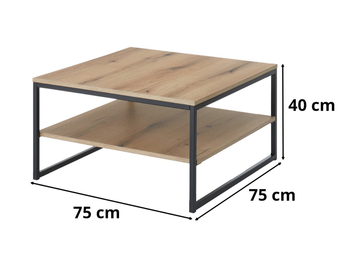 moebel-dich-auf Couchtisch KUBUS (in Evoke Eiche Dekor, quadratisch, Metallgestell), (BxHxT) 75x40x75 cm – Bild 2 von 5