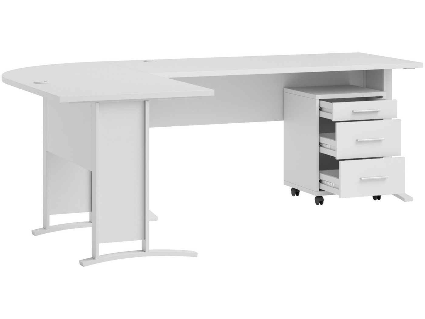 moebel-dich-auf Eckschreibtisch OFFICE LINE (Winkelschreibtisch, inkl. Rollcontainer), in weiß, wechselseitig montierbar – Bild 4 von 5