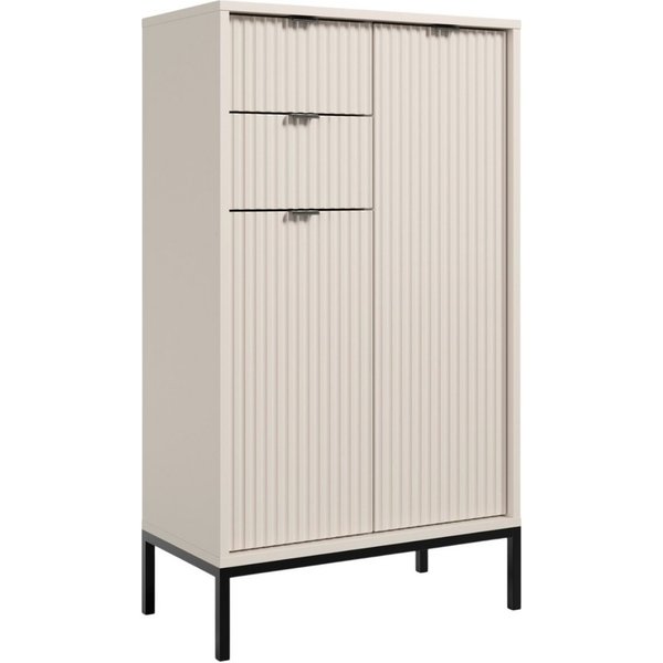 moebel-dich-auf Highboard CASTELLO (kaschmir, 2 Türen, 2 Schubkästen), Breite 60 cm, MDF-Fronten mit modernen Riffelungen