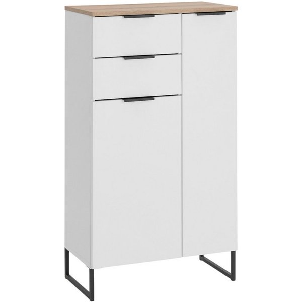 moebel-dich-auf Kommode ASPEN (Highboard, Badschrank mit 2 Schubkästen, in Schwarz matt, Weiß matt), Breite 60 cm