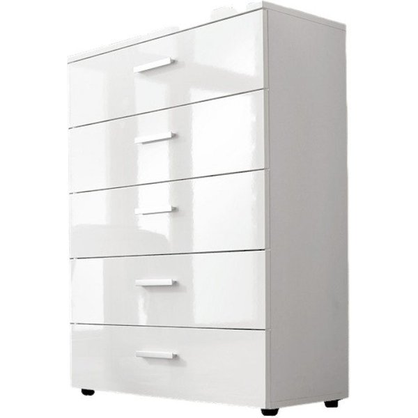 moebel-dich-auf Schubkastenkommode MALAGA 6 (65 cm breit), Fronten in weiß Hochglanz