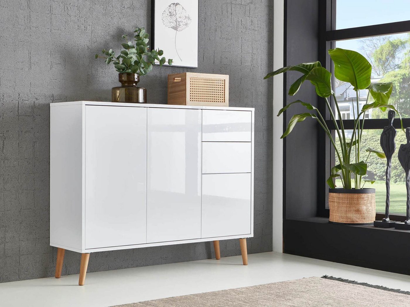 moebel-dich-auf Sideboard BEN 10 (4 Holzfüße, in verschiedenen Farben), Push-to-open-Funktion – Bild 2 von 3