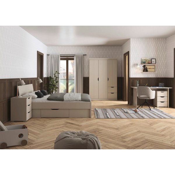 möbel-direkt.de Jugendzimmer-Set Frieda in Beige mit 3 türigem Kleiderschrank, (Komplett-Set, 5-tlg., in verschiedenen Ausführungen wählbar), Made in Germany