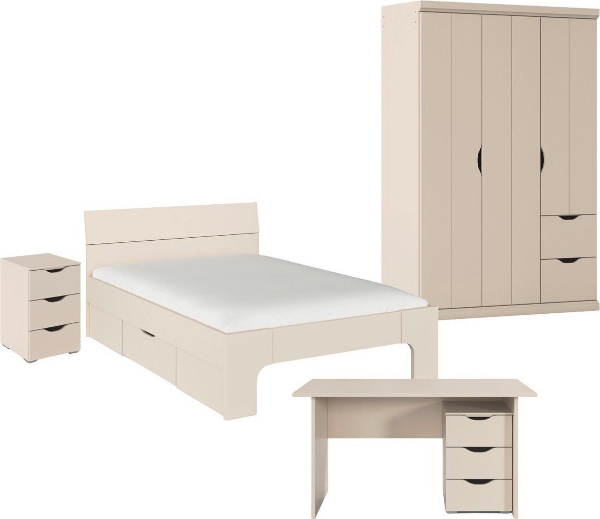möbel-direkt.de Jugendzimmer-Set Frieda in Beige mit 3 türigem Kleiderschrank, (Komplett-Set, 5-tlg., in verschiedenen Ausführungen wählbar), Made in Germany – Bild 2 von 3