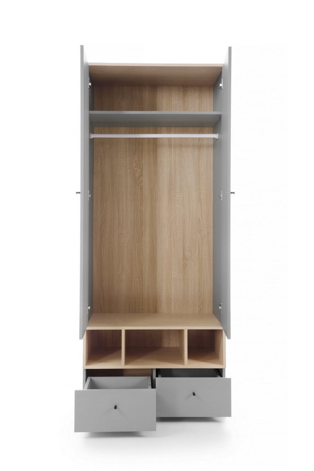 möbel-direkt.de Jugendzimmer-Set Nova in Grau und Eiche, (Komplett Set, 8-tlg., in verschiedenen Varianten oder als Einzelmöbel wählbar), Fronten mit ABS-Kanten – Bild 3 von 5