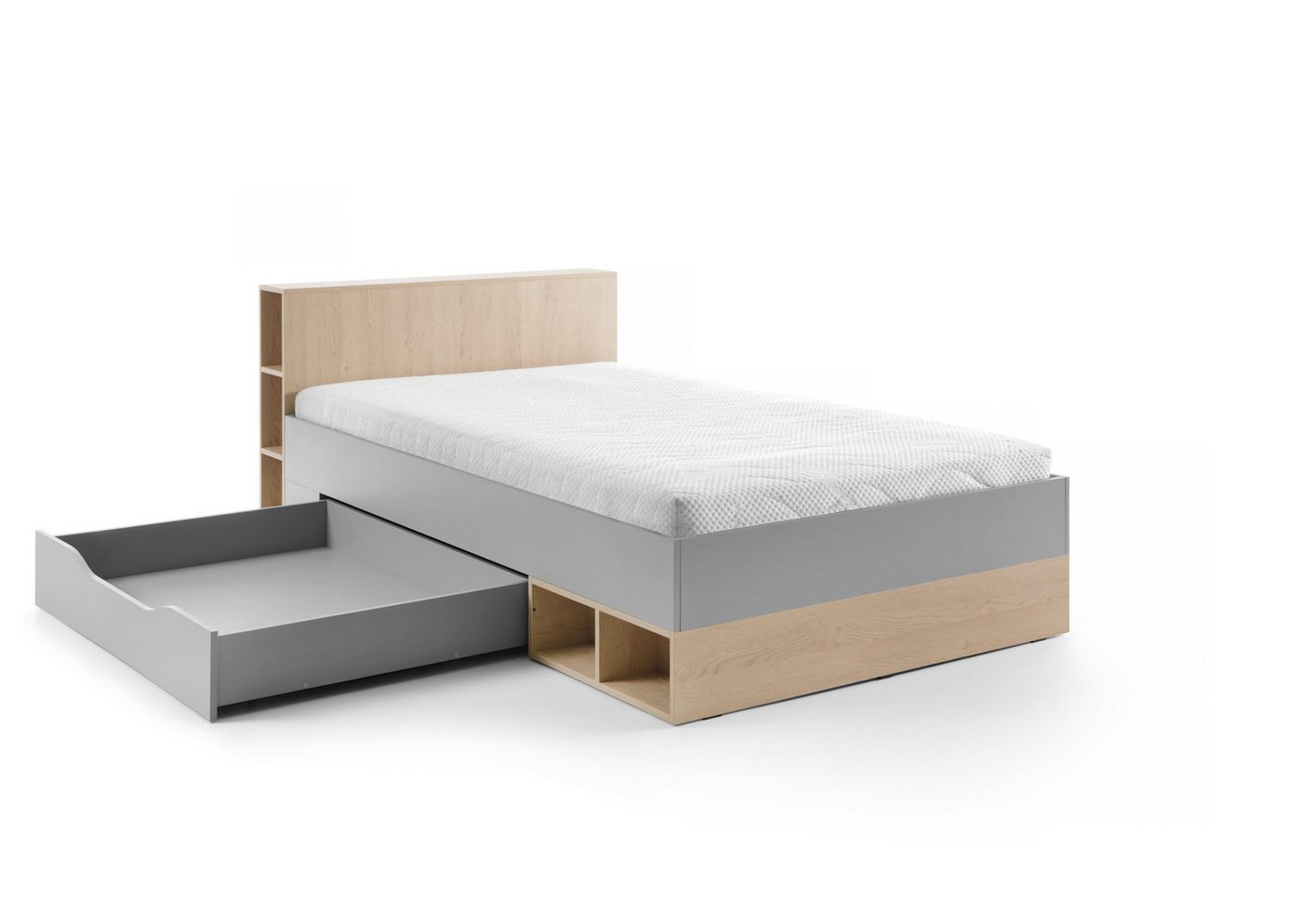 möbel-direkt.de Jugendzimmer-Set Nova in Grau und Eiche, (Komplett Set, 8-tlg., in verschiedenen Varianten oder als Einzelmöbel wählbar), Fronten mit ABS-Kanten – Bild 4 von 5