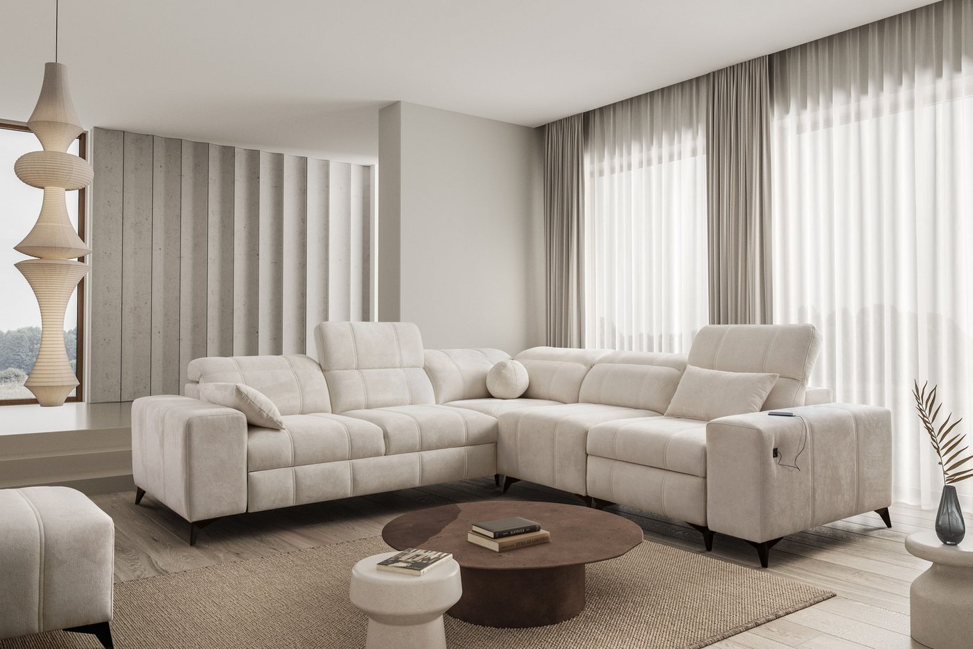 Möbel für Dich Ecksofa Dafne 3 Relax mit elektrisch ausfahrbarer Fußstütze, mit USB, Schlaffunktion und einem Bettkasten – Bild 3 von 5