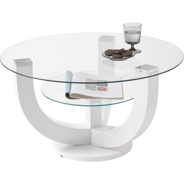 möbelando Couchtisch Denver, aus MDF, Glas in weiß, Glas