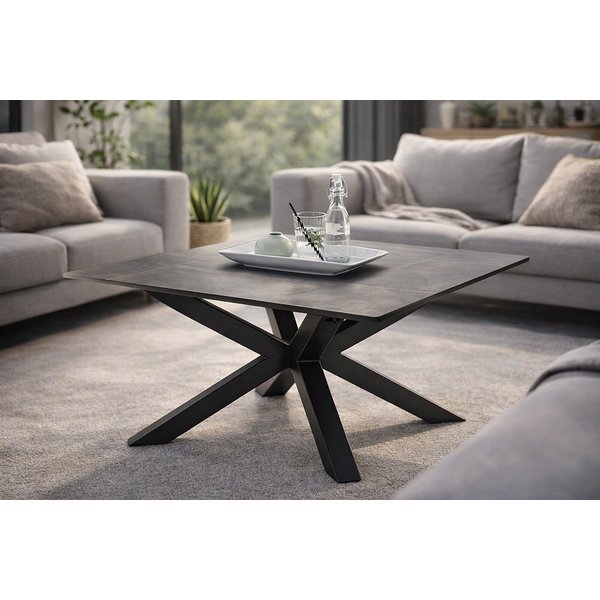 möbelando Couchtisch Janin, in grau, schwarz, Keramik, Metall - 80x45x80cm (BxHxT)