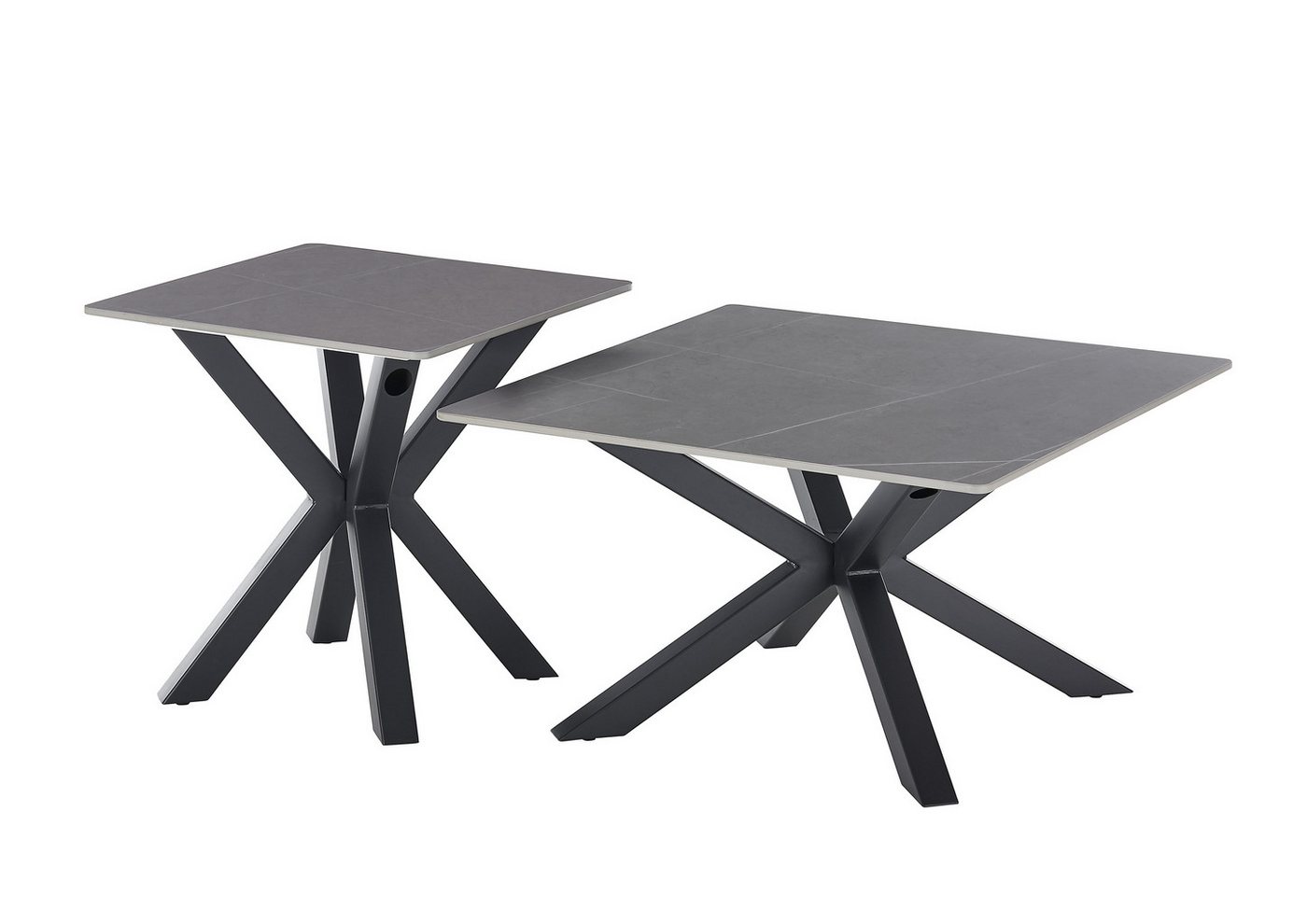 möbelando Couchtisch Janin, (2er-Set) Steinoptik-grau / schwarz- 80x45x80 / 55x55x55 (B/H/T) – Bild 5 von 5