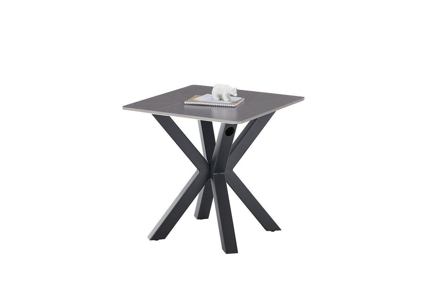 möbelando Couchtisch Janin, in grau, schwarz, Keramik, Metall - 55x55x55cm (BxHxT) – Bild 5 von 5
