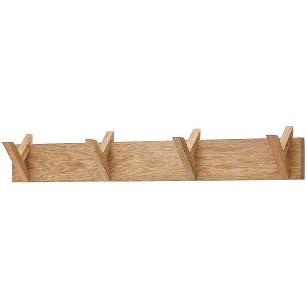 möbelando Garderobenleiste BANTRY, 4 Haken, in Eiche, Massivholz - 80x13x12cm (BxHxT)