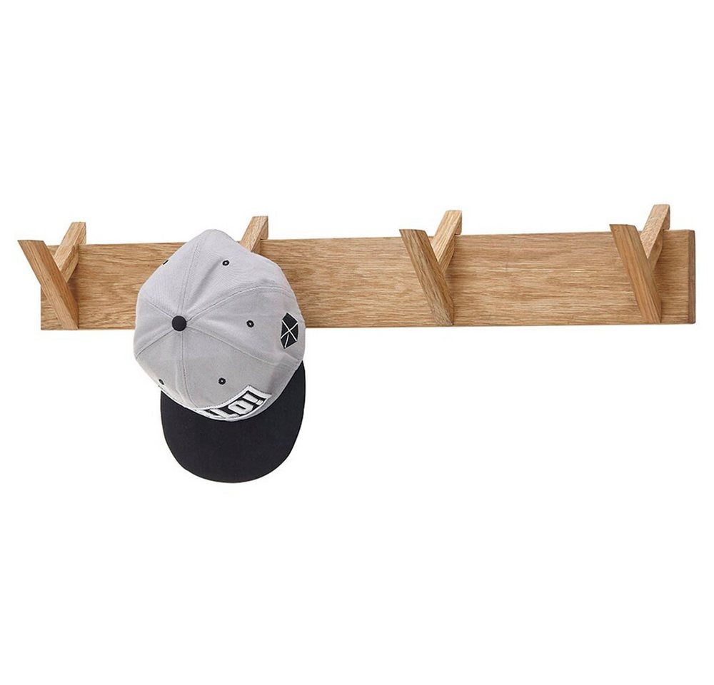 möbelando Garderobenleiste BANTRY, 4 Haken, in Eiche, Massivholz - 80x13x12cm (BxHxT) – Bild 4 von 5
