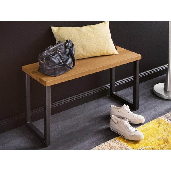 möbelando Sitzbank Michael, in Wildeiche aus Massivholz geölt - 80x40x30cm (BxHxT)