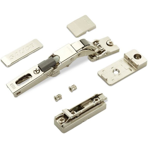 Salice Möbelbeschlag 2er Set Salice Universalscharnier 110° gedämpft oder ungedäm (2 St), für Türen mit min. 8 mm Stärke + Montageplatte + Scharnierar