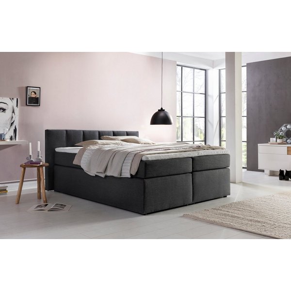 Möbelfreude Boxspringbett Boxspringbett Valina 160x200 cm Anthrazit H3, 160x200 cm Anthrazit H3 niedriges Kopfteil 90 cm Ideal für Dachsschräg