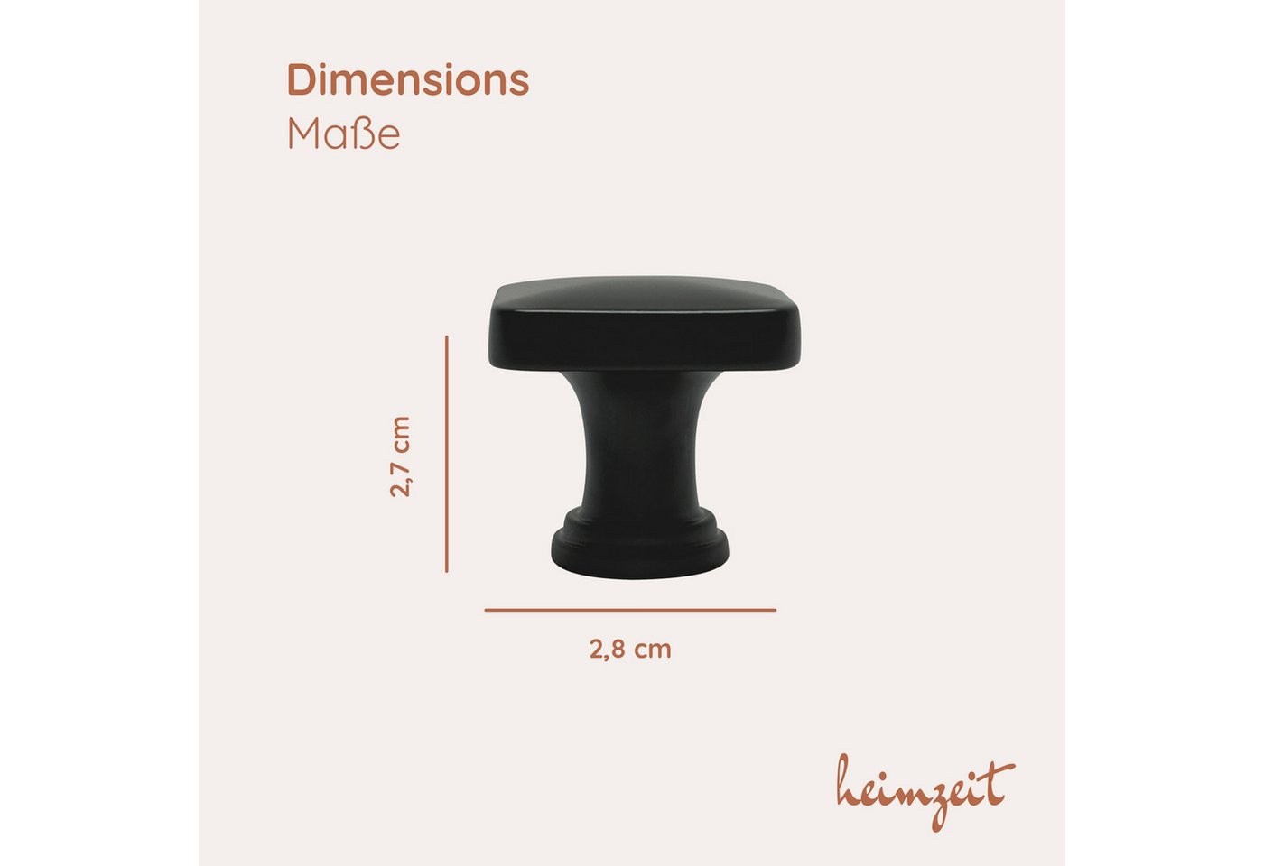 heimzeit Möbelgriff heimzeit Möbelknöpfe Quadratisch (Set, 4-St), für Schubladen, Türen und Kommoden, inkl. Schraube – Bild 3 von 5