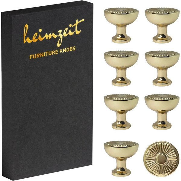 heimzeit Möbelgriff heimzeit Möbelknöpfe Sun - 8 Stück (Set), für Schubladen, Türen und Kommoden, inkl. Schraube