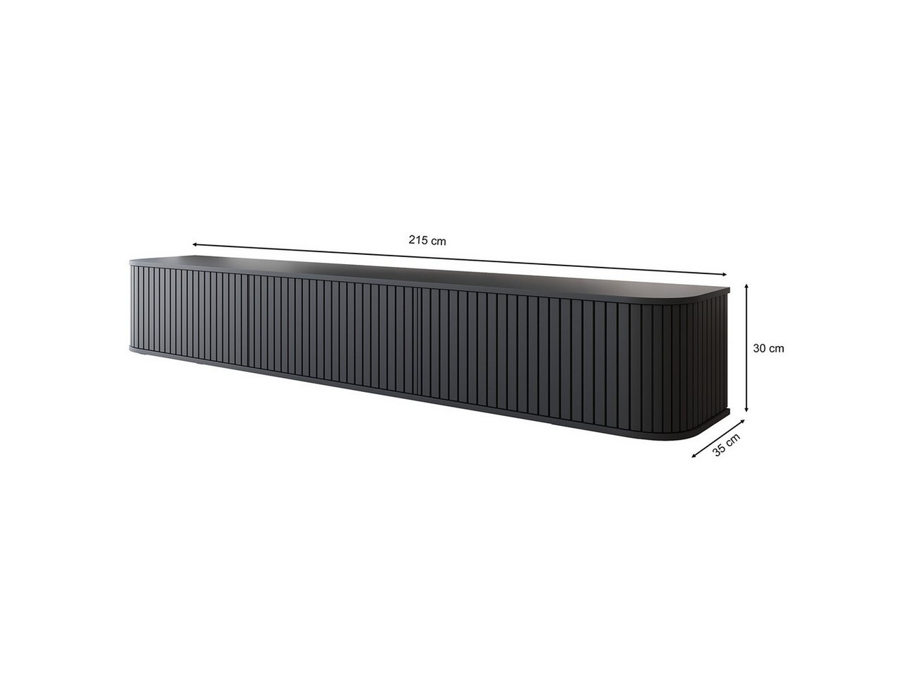 MOEBLINE Lowboard Hängender TV Kommode ZILLO 215 Schwarz – Bild 2 von 5