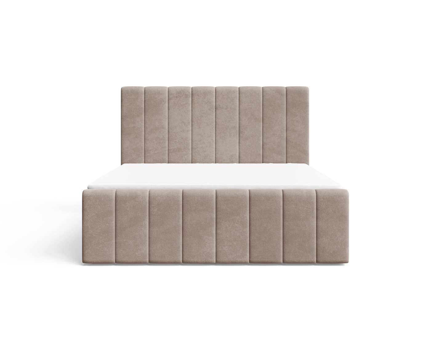 MOEBLO Boxbett BETT 01 BIS (Bonell, Topper, modernes Velours-Design mit Steppung & Stauraum, Doppelbett gepolstertes Kopfteil mit Bettkasten, aus Samt, Polsterb – Bild 5 von 5