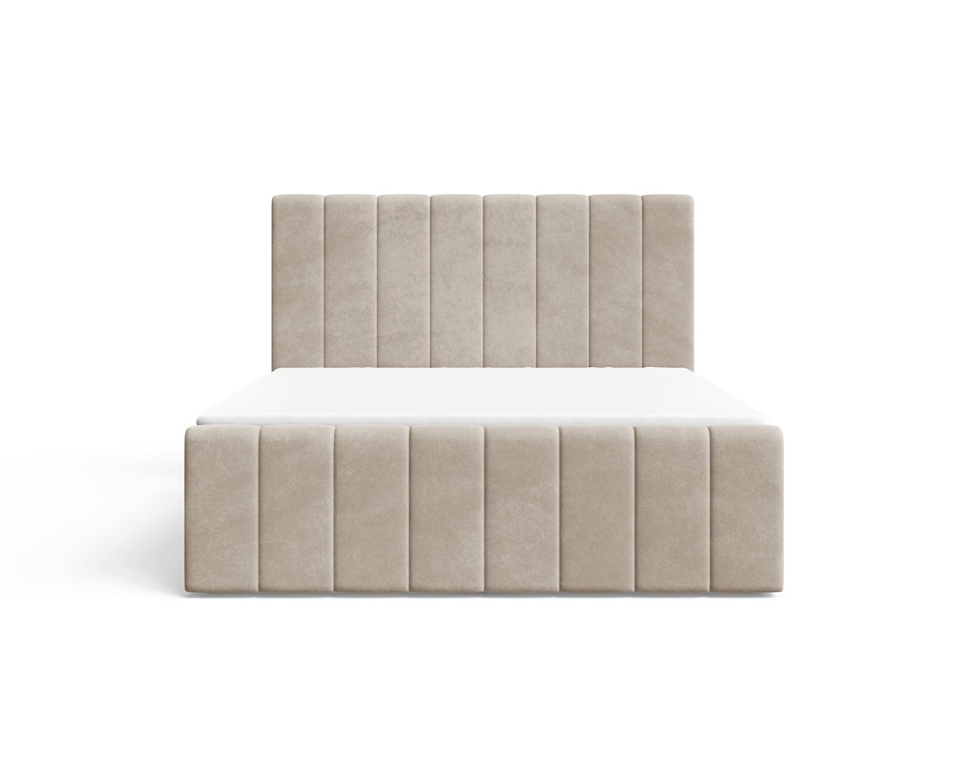 MOEBLO Boxbett BETT 01 BIS (Bonell, Topper, modernes Velours-Design mit Steppung & Stauraum, Doppelbett gepolstertes Kopfteil mit Bettkasten, aus Samt, Polsterb – Bild 5 von 5