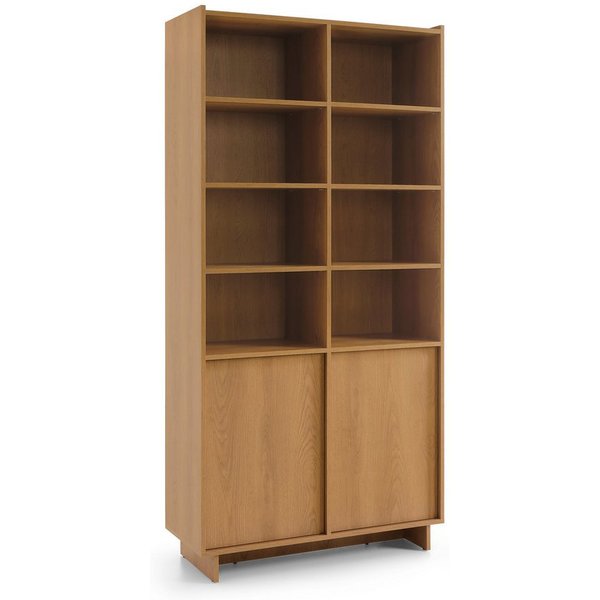 MOEBLO Bücherregal LILIE R98, in Eiche Caramel – hohes Standregal & Bücherregal mit offenen Fächern, 2 Türen und viel Stauraum im modernen Design, Bücherregal f