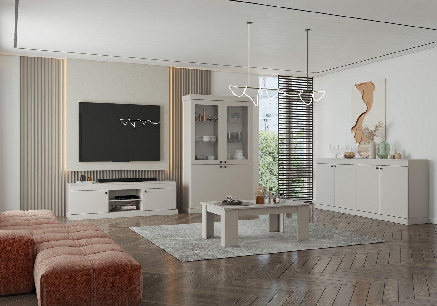 MOEBLO Couchtisch TERSO (moderner Wohnzimmertisch 130 × 70 cm, großzügige Tischfläche, mattes Design in Kaschmir), (BxHxT):130 x 40 x 70 cm – Bild 2 von 5