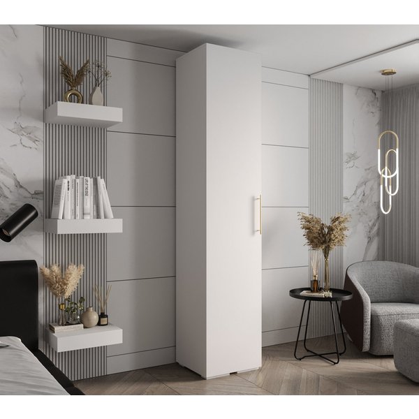 MOEBLO Drehtürenschrank IVONA 3 (goldene Griffe, elegante Garderobe, glamouröser Stil, Schrank Garderobe Schiebtüren Schlafzimmer) B: 50/100/150/200/250/300 cm 
