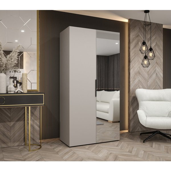 MOEBLO Drehtürenschrank SOLENA 2 (mit Spiegel – Moderner Kleiderschrank mit Soft-Close, Einlegeböden & Kleiderstange, verschiedene Breiten & Farben, Schrank Gar