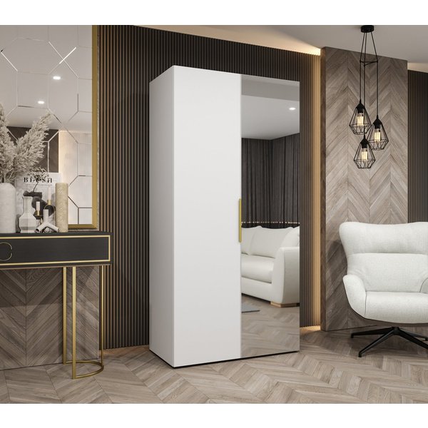 MOEBLO Drehtürenschrank SOLENA 2 (mit Spiegel – Moderner Kleiderschrank mit Soft-Close, Einlegeböden & Kleiderstange, verschiedene Breiten & Farben, Schrank Gar