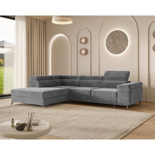 MOEBLO Ecksofa OSTIN, 290 cm – Modernes L-Sofa mit Schlaffunktion, Bettkasten und verstellbaren Kopfstützen, Cord oder Strukturstoff, - (BxHxT): 290 x 75–90 x 2