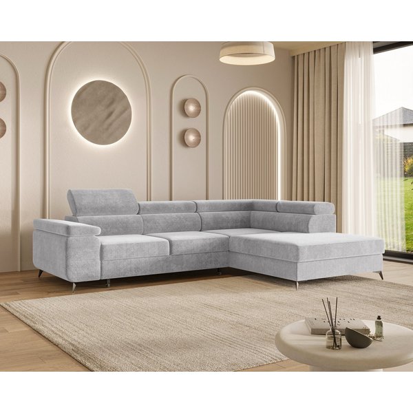 MOEBLO Ecksofa OSTIN, 290 cm – Modernes L-Sofa mit Schlaffunktion, Bettkasten und verstellbaren Kopfstützen, Cord oder Strukturstoff, - (BxHxT): 290 x 75–90 x 2