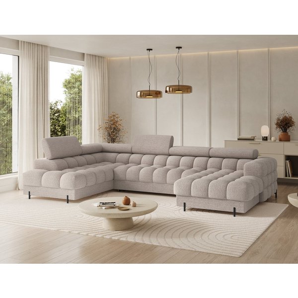 MOEBLO Ecksofa Vinca, Modernes U-Form Sofa mit Schlaffunktion, großem Stauraum und verstellbaren Kopfstützen für flexible Wohnraumgestaltung, Eckcouch Wohnlands