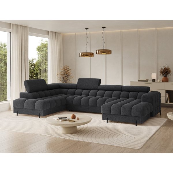 MOEBLO Ecksofa Vinca, Modernes U-Form Sofa mit Schlaffunktion, großem Stauraum und verstellbaren Kopfstützen für flexible Wohnraumgestaltung, Eckcouch Wohnlands