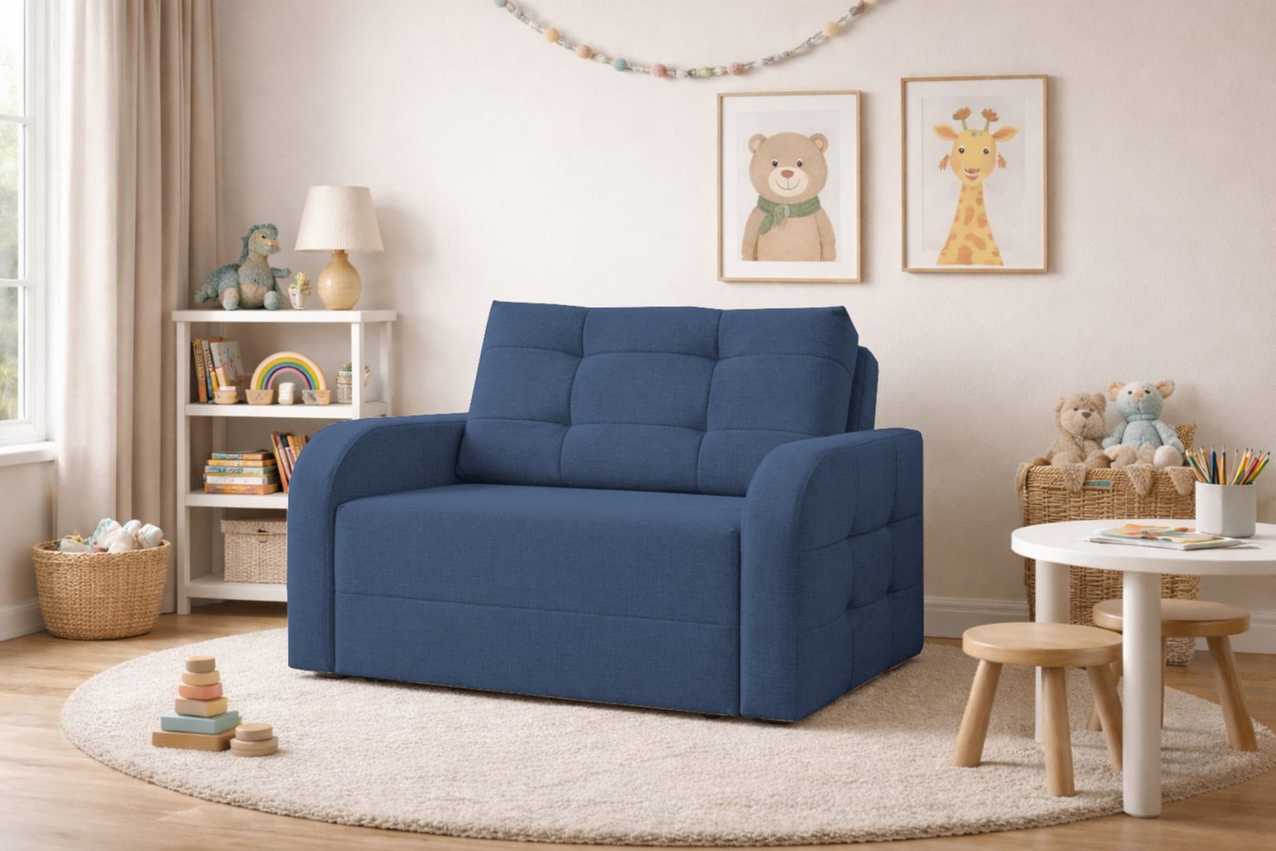 MOEBLO Kindersofa PORTO 120, Schlafsessel Sofa Sessel Jugendsofa Schlafsofa 2-Sitzer Gästebett, mit Schlaffunktion und Bettkasten – Bild 2 von 5