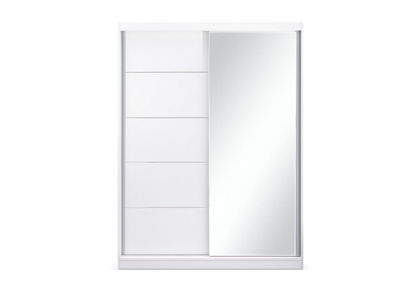 MOEBLO Kleiderschrank LARA 05 (mit Spiegel Schwebetürenschrank 2-türig Schrank mit vielen Einlegeböden und Kleiderstange, Gaderobe Schiebtüren Schlafzimmer-Wohn – Bild 5 von 5