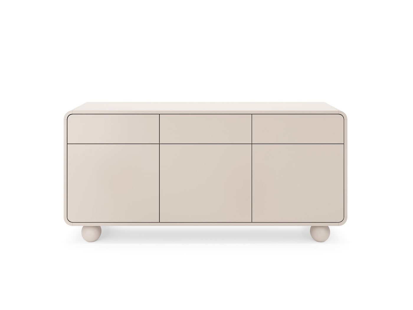 MOEBLO Kommode BERLIN KSZ160 (in Kaschmir, Sideboard mit abgerundeter Form, 3 Türen, 3 Schubladen, Tip-on und Kugelfüßen, Wohnzimmer Kommode Schlafzimmer Komode – Bild 4 von 5