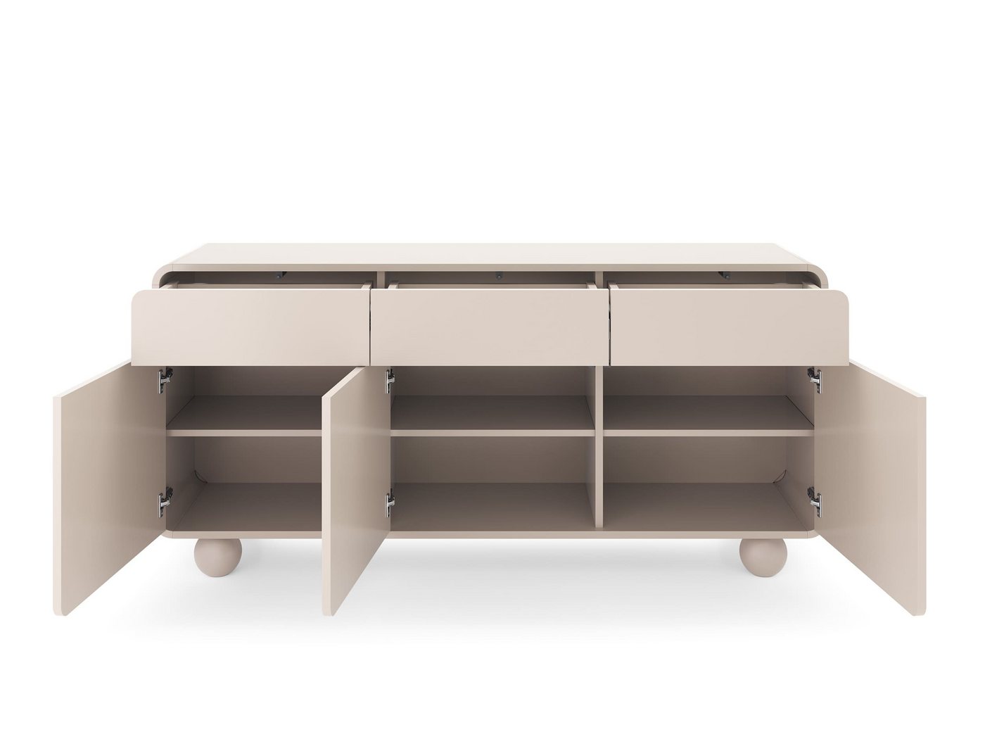MOEBLO Kommode BERLIN KSZ160 (in Kaschmir, Sideboard mit abgerundeter Form, 3 Türen, 3 Schubladen, Tip-on und Kugelfüßen, Wohnzimmer Kommode Schlafzimmer Komode – Bild 5 von 5