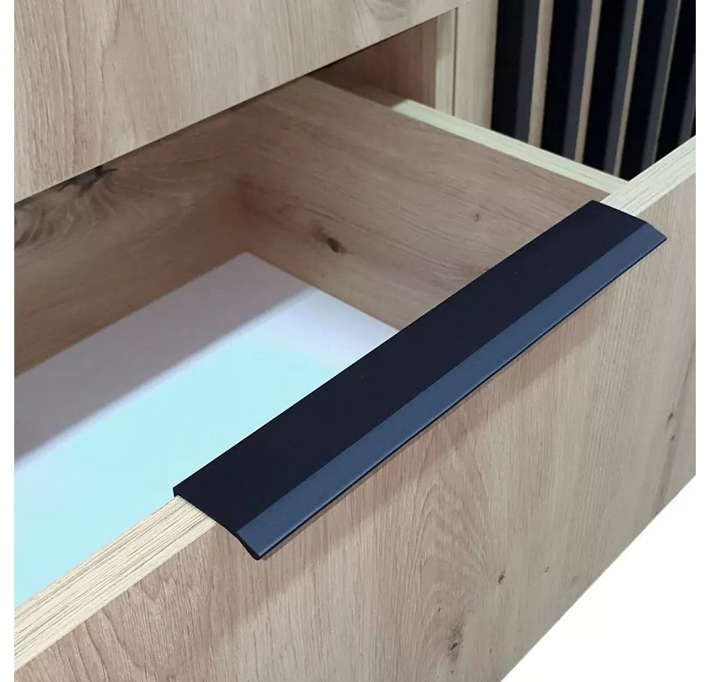 MOEBLO Kommode JOHN 2D (dekorative Lamellen Schrank Sideboard mit Türen und 3 Schubladen, Moderne Wohnzimmer Schlafzimmer Möbel Kommode für Wohnzimmer), (BxHxT) – Bild 4 von 5