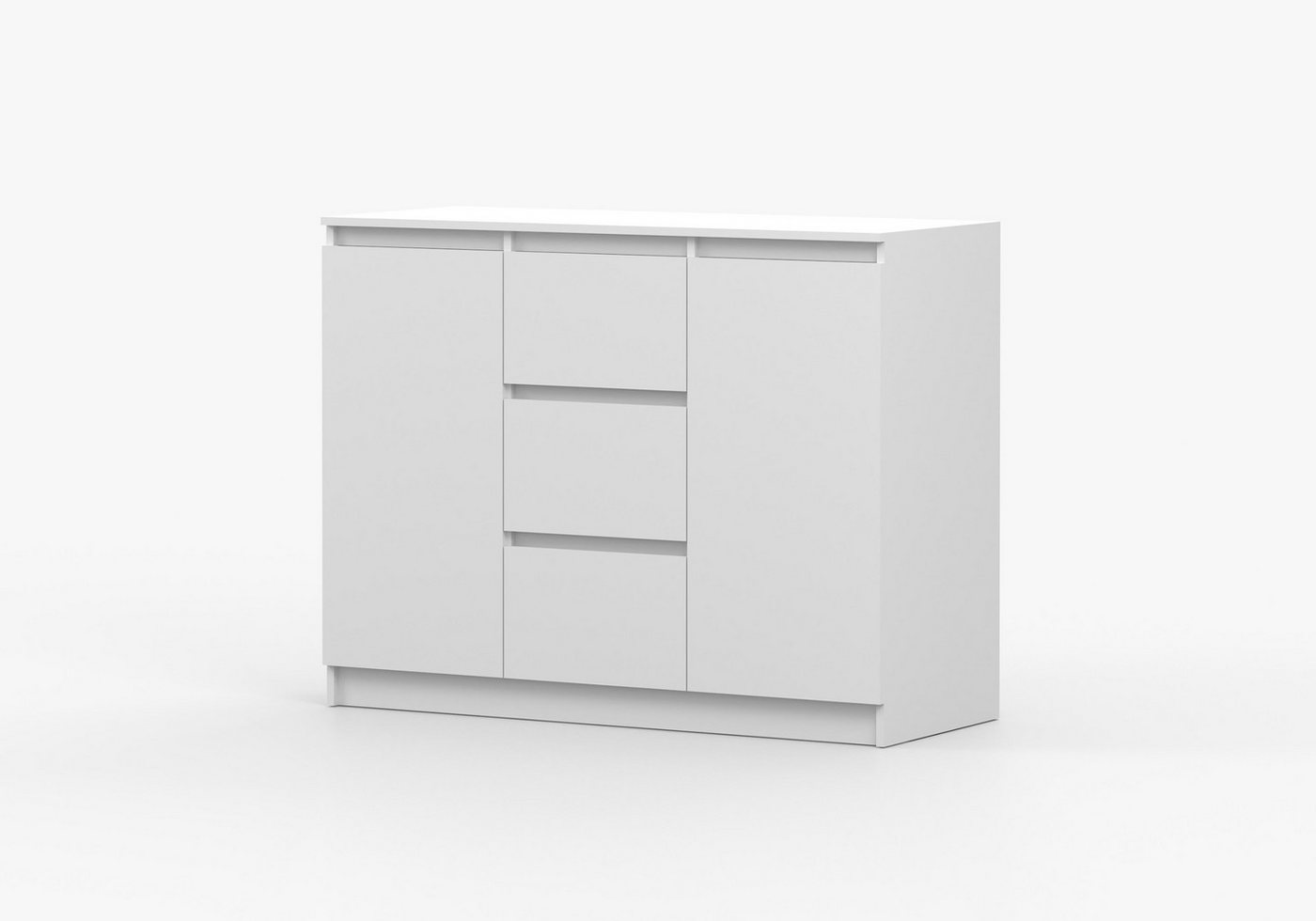 MOEBLO Kommode LOSKO 2D3S (Schubladenkommode -120 cm breit, mit 2 Türen, 3 Schubladen, 6 Einlegeböden, grifflos, Weiß oder Kaschmir), (BxHxT): 120 x 86 x 42 cm – Bild 3 von 5