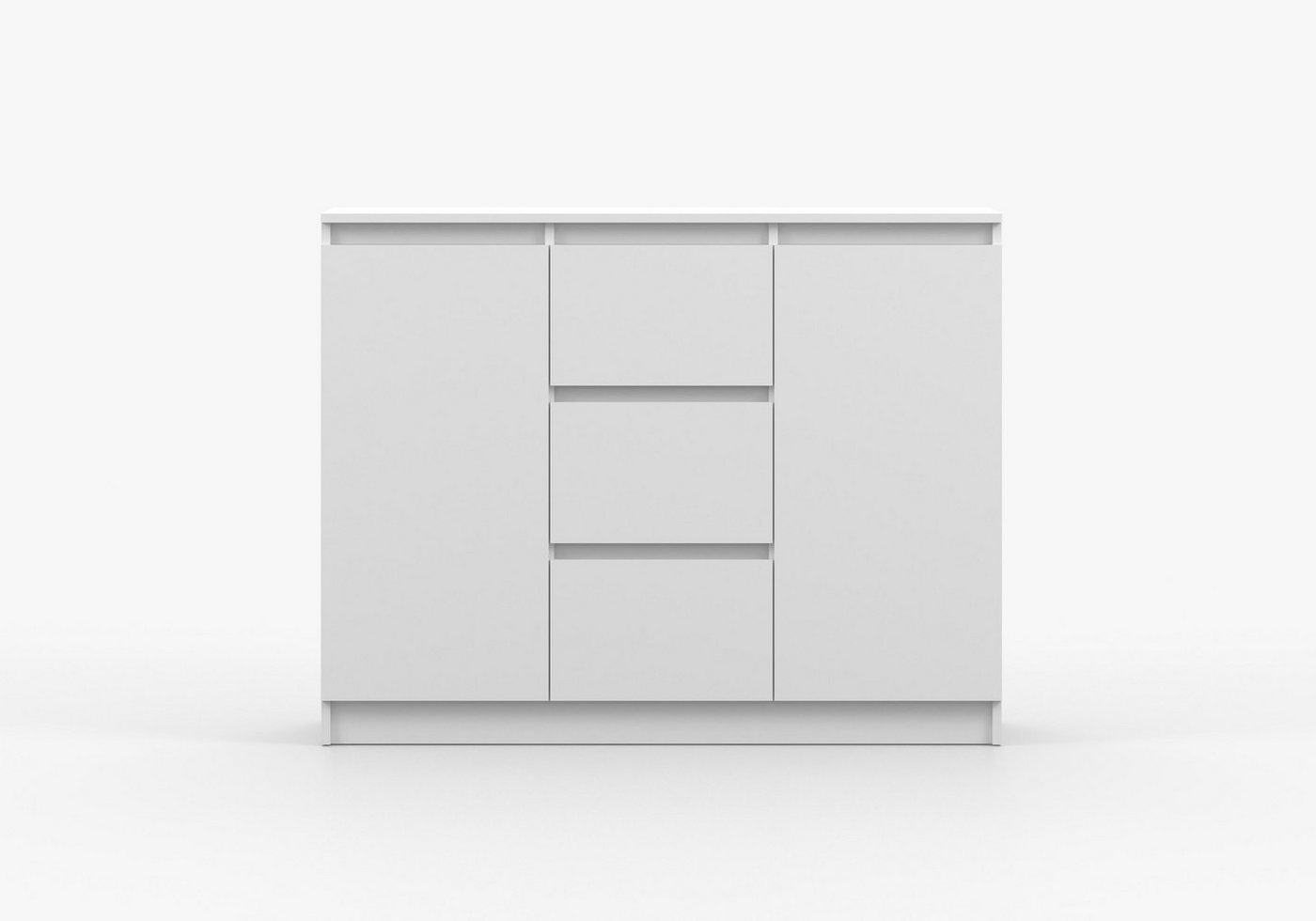MOEBLO Kommode LOSKO 2D3S (Schubladenkommode -120 cm breit, mit 2 Türen, 3 Schubladen, 6 Einlegeböden, grifflos, Weiß oder Kaschmir), (BxHxT): 120 x 86 x 42 cm – Bild 4 von 5
