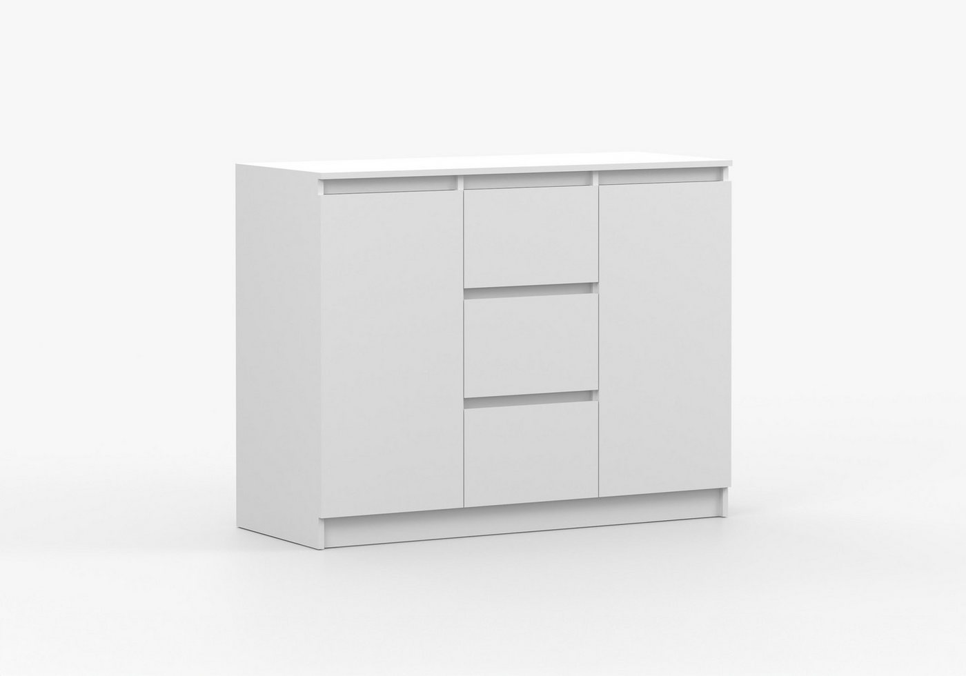 MOEBLO Kommode LOSKO 2D3S (Schubladenkommode -120 cm breit, mit 2 Türen, 3 Schubladen, 6 Einlegeböden, grifflos, Weiß oder Kaschmir), (BxHxT): 120 x 86 x 42 cm – Bild 5 von 5