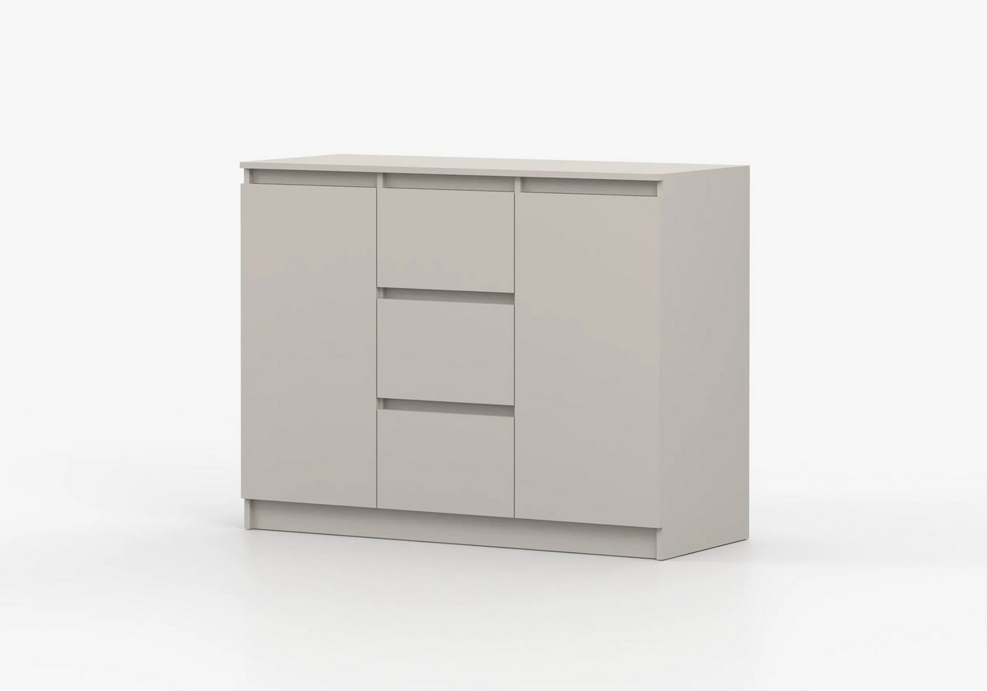 MOEBLO Kommode LOSKO 2D3S (Schubladenkommode -120 cm breit, mit 2 Türen, 3 Schubladen, 6 Einlegeböden, grifflos, Weiß oder Kaschmir), (BxHxT): 120 x 86 x 42 cm – Bild 3 von 5