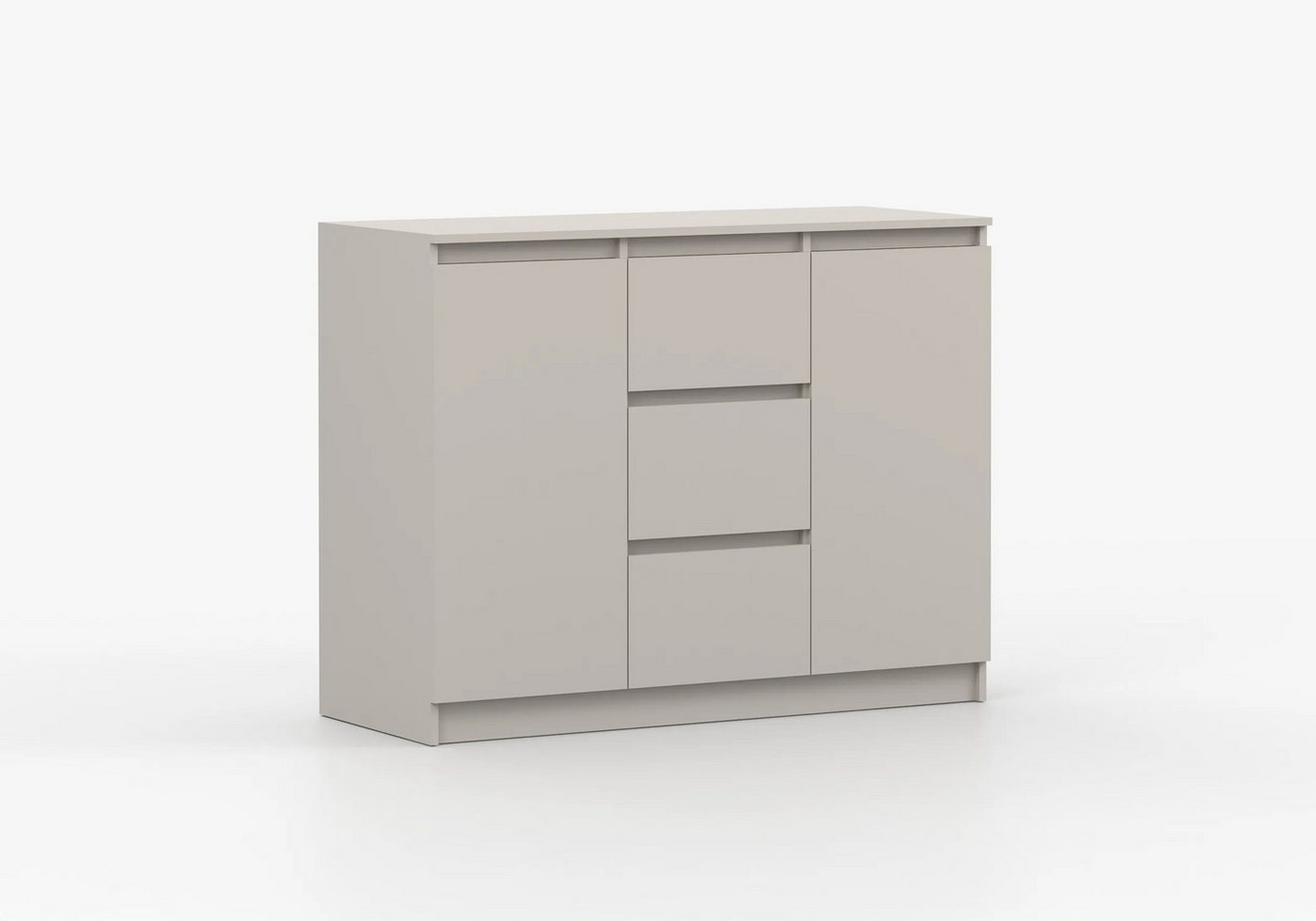 MOEBLO Kommode LOSKO 2D3S (Schubladenkommode -120 cm breit, mit 2 Türen, 3 Schubladen, 6 Einlegeböden, grifflos, Weiß oder Kaschmir), (BxHxT): 120 x 86 x 42 cm – Bild 5 von 5