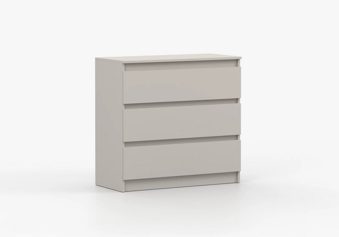 MOEBLO Kommode LOSKO 3S (Schubladenkommode - 90 cm breit, mit 3 Schubladen, grifflos, Kugelführungen, Weiß oder Kaschmir), (BxHxT): 90 x 86 x 42 cm - 3 tiefe Sc – Bild 3 von 5