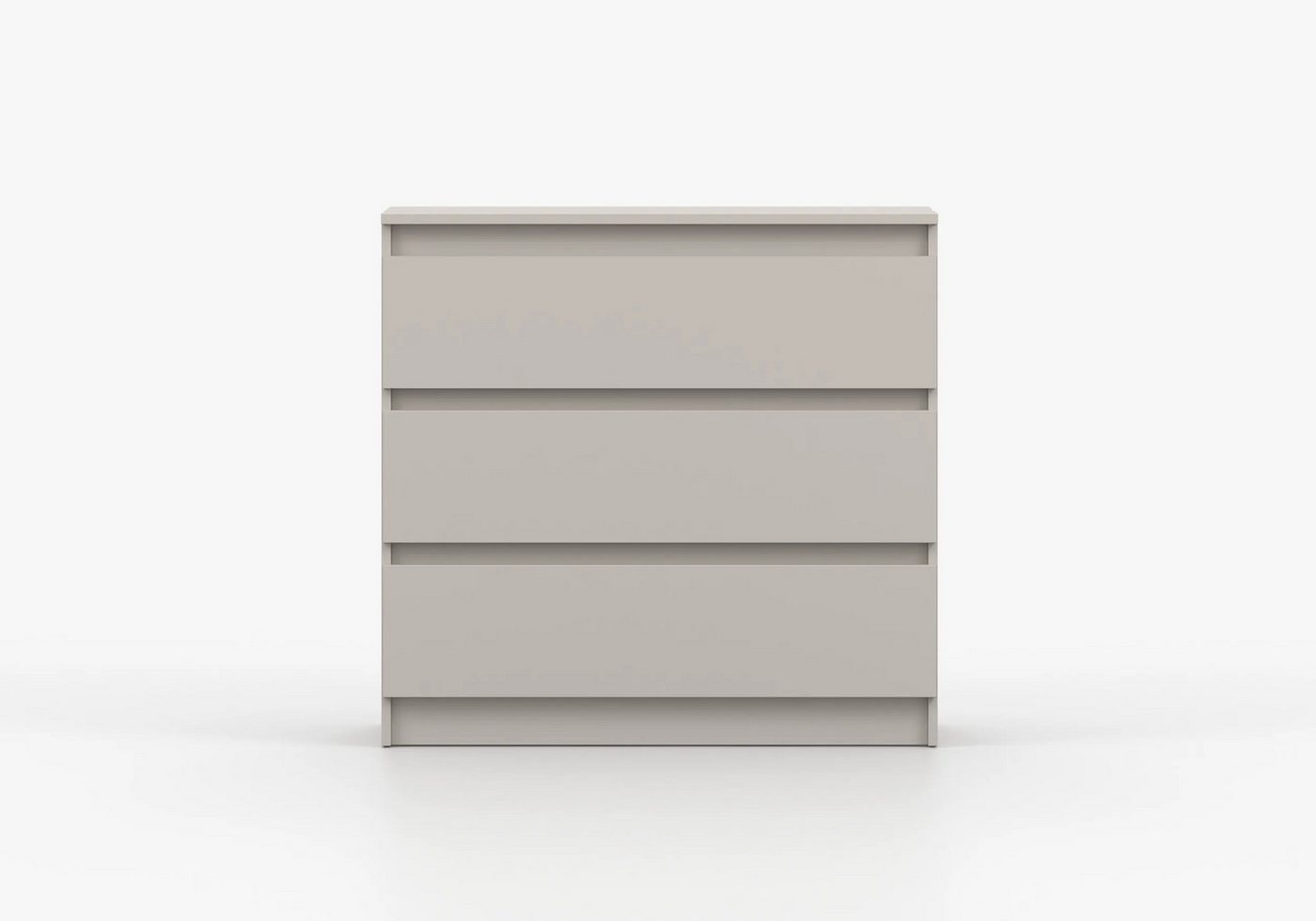 MOEBLO Kommode LOSKO 3S (Schubladenkommode - 90 cm breit, mit 3 Schubladen, grifflos, Kugelführungen, Weiß oder Kaschmir), (BxHxT): 90 x 86 x 42 cm - 3 tiefe Sc – Bild 4 von 5