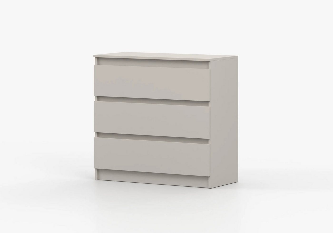 MOEBLO Kommode LOSKO 3S (Schubladenkommode - 90 cm breit, mit 3 Schubladen, grifflos, Kugelführungen, Weiß oder Kaschmir), (BxHxT): 90 x 86 x 42 cm - 3 tiefe Sc – Bild 5 von 5