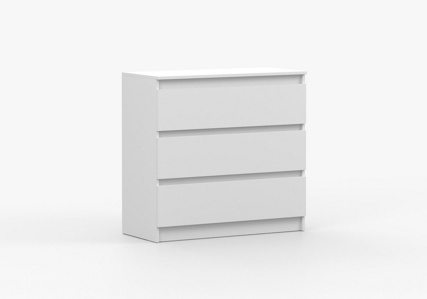 MOEBLO Kommode LOSKO 3S (Schubladenkommode - 90 cm breit, mit 3 Schubladen, grifflos, Kugelführungen, Weiß oder Kaschmir), (BxHxT): 90 x 86 x 42 cm - 3 tiefe Sc – Bild 3 von 5
