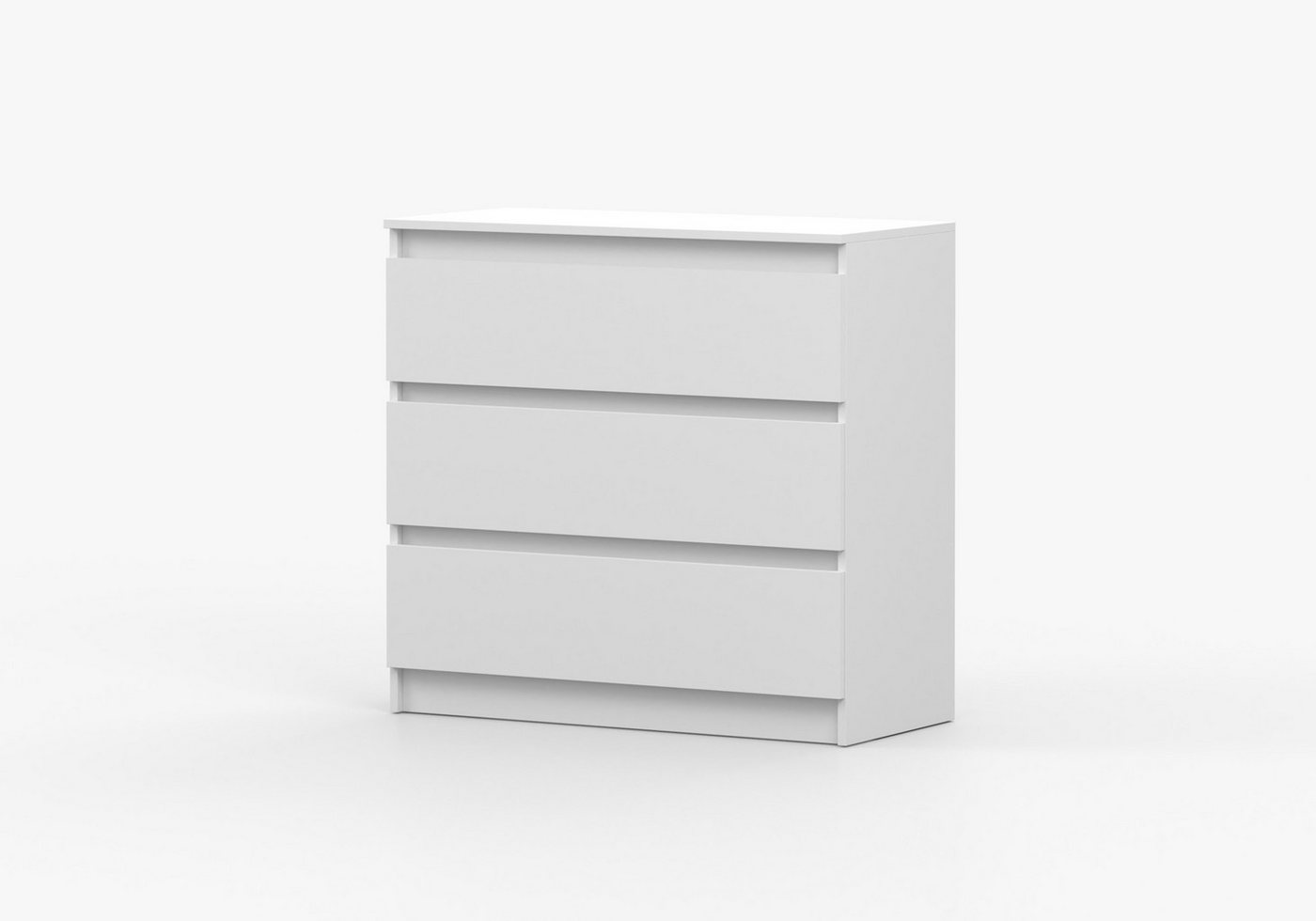 MOEBLO Kommode LOSKO 3S (Schubladenkommode - 90 cm breit, mit 3 Schubladen, grifflos, Kugelführungen, Weiß oder Kaschmir), (BxHxT): 90 x 86 x 42 cm - 3 tiefe Sc – Bild 5 von 5