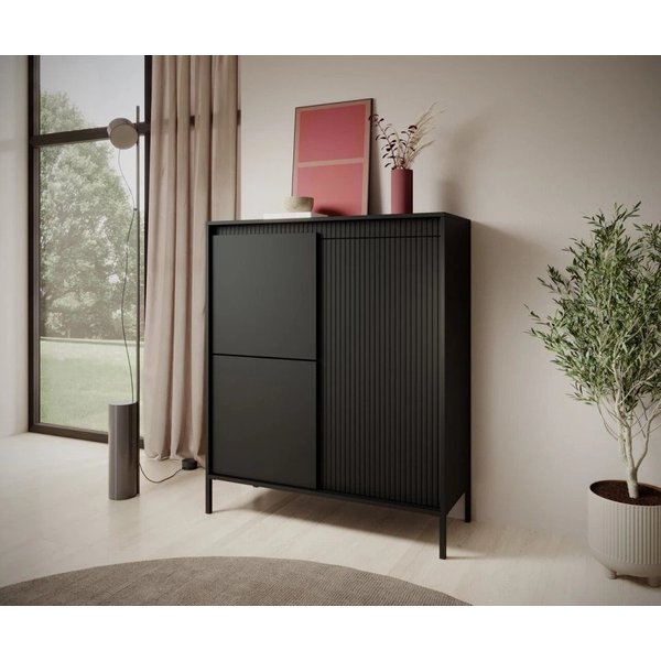 MOEBLO Kommode Rifaro A 3D (geriffelte-Fronten, Sideboard Wohnzimmer Kommode Schlafzimmer Komodenschrank Highboard, Push-to-open-Öffnung), (BxHxT):103x123x39 cm